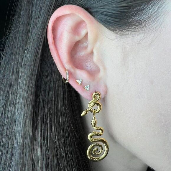 New! “Federica” Swirl Drop Gold Drop Earrings - Picture 3 of 4